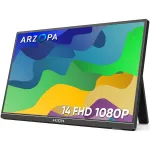 Monitor portabil LED IPS Arzopa A1s 14", Full HD (1920x1080), 60Hz, Mini HDMI, USB-C, Boxe 1W x2, compatibil console, negru