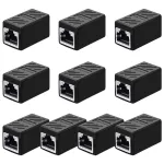 Set 10 mufe de prelungire cablu retea adaptoare RJ45, cuplaj in linie pentru cablu Cat7/Cat6/Cat5e/Cat5, Negru