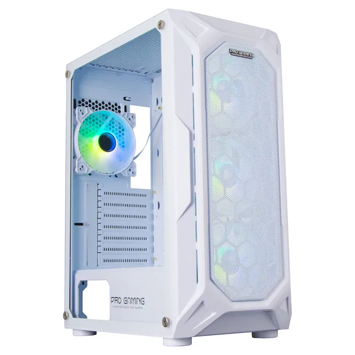 Calculator Gaming Hive White Glacier i5-14600KF pana la 5.3GHz, 32GB, 1TB SSD, RTX5060 8GB GDDR7 cu racire pe lichid GlacierView 360 cu display 4", 4 ventilatoare ARGB incluse, Wi-Fi 6 si Windows 11 instalat