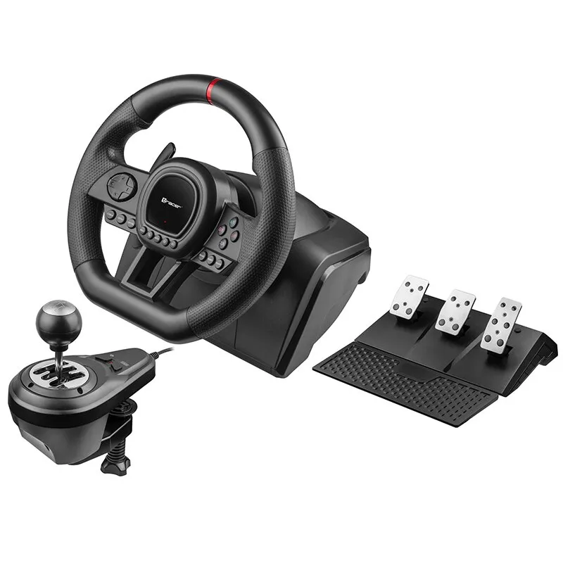 Volan gaming cu pedale si schimbator de viteze Tracer SimRacer Manual Gearbox 6 in 1, PS3/PS4/Xbox One/Xbox360/Nintendo Switch/PC, negru