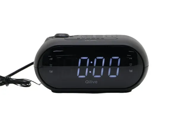 Radio cu ceas si proiector Qilive Q.1158, afisaj LED, 17.8 x 1.3 x 9.8 cm, negru
