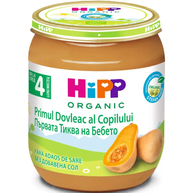 Piure de dovleac Hipp Bio, de la 4 luni, 125 g