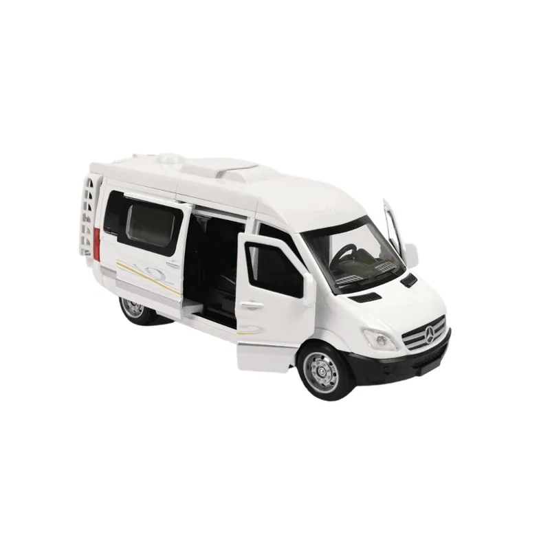 Autobuz Mercedes-Benz pentru copii, Metal, Sprinter, fara ambalaj, Alb/Negru