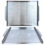 Plita gratar, Tava gratar, Gardenko, otel inoxidabil, 40x29 cm, suprafata perforata, manere laterale, ideala pentru carne, legume si fructe de mare, compatibila cu gratar pe gaz, carbune