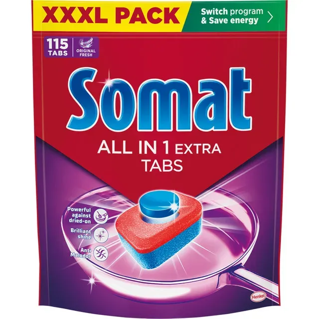 Detergent capsule pentru masina de spalat vase Somat All in 1 Extra, 115 spalari