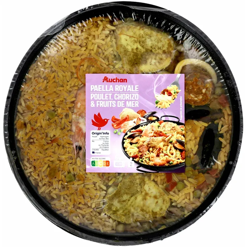 Paella cu pui, chorizo si fructe de mare Auchan, 800 g