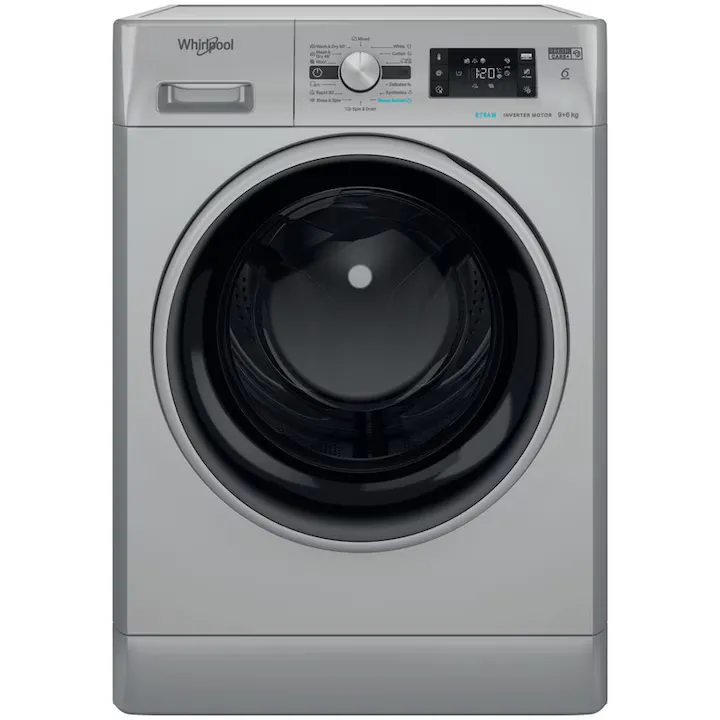 Masina de spalat rufe cu uscator Whirlpool FFWDB964489SBSVEE, 9 kg spalare, 6 kg uscare, 1400 rpm, FreshCare+, 6th Sense, Motor Inverter, Steam Refresh , Clasa A, Gri