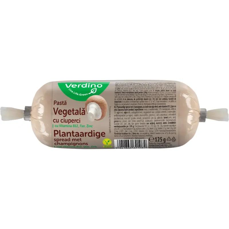 Pasta vegetala tartinabila cu ciuperci Verdino, 125 g