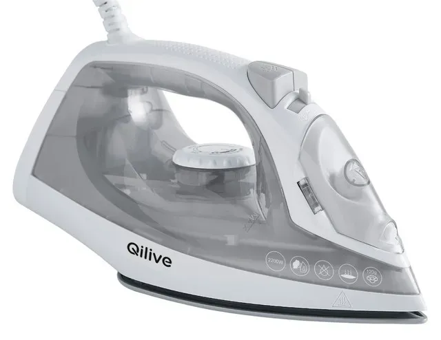 Fier de calcat Qilive Q.5843, 2200W, capacitate rezervor 200 ml, debit de abur 120g/min, gri