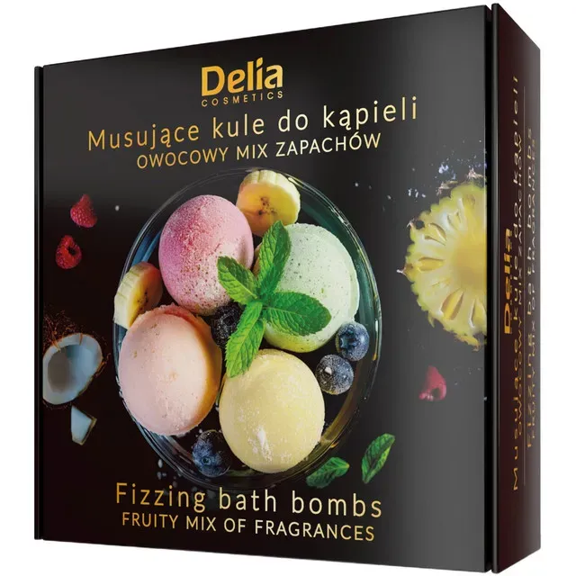 Set bombe de baie cu aroma fructata Delia Cosmetics, 4 x 100 g