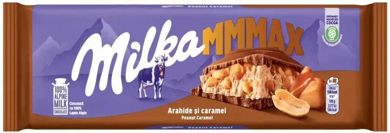 Ciocolata cu arahide si caramel Milka, 276 g