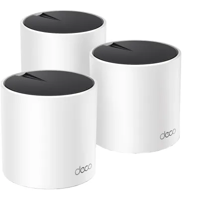 Sistem Wireless Mesh TP-LINK Deco X55 AX3000, Wi-Fi 6, Dual-Band 574 + 2402 Mbps, 3 buc, alb