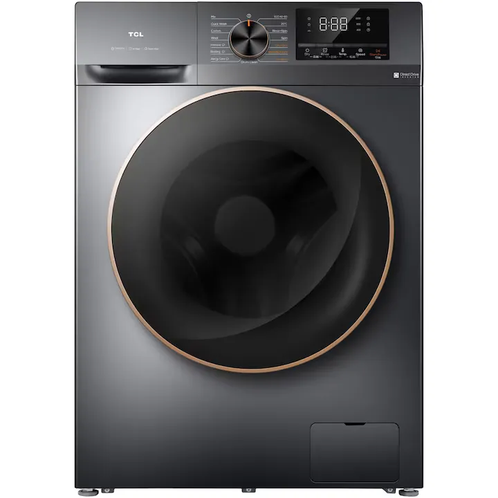 Masina de spalat rufe cu uscator TCL CP1012SA0, 10 kg Spalare / 6 kg Uscare, 1200 RPM, Clasa A, Motor Direct Drive, Display LED, Steam Wash, Drum Clean, Honeycomb Drum, Gri Inchis