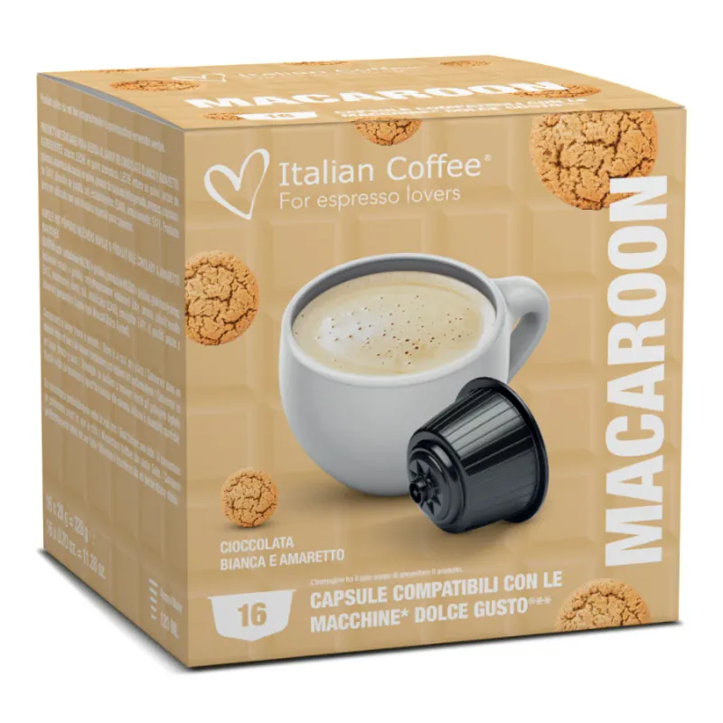 Capsule Ciocolata Calda Macaroon Italian Coffee, 16 capsule, compatibile cu Dolce Gusto