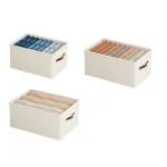 Set 3 Cutii pentru Organizare Haine, Pliabile si Impermeabile, 3 Dimensiuni, Tesatura Rezistenta, pentru Dulap/Camera Copii/Birou, Alb