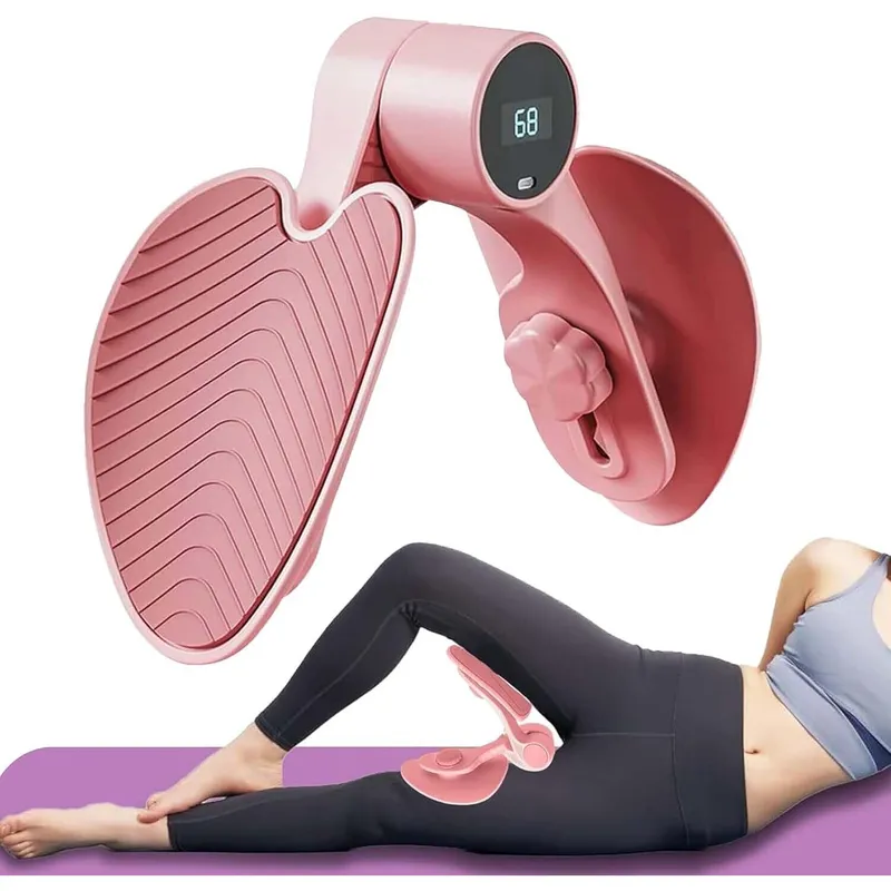 Dispozitiv Hip Trainer, Puepoul, Reglare cu 3 viteze, rotire la 360°, Afisaj LCD, Numarare inteligenta, Antrenament Pentru Podeaua Pelvina, Solduri, Picioare, Coapse, Fese, Maini si Spate, PP/TPE, Roz