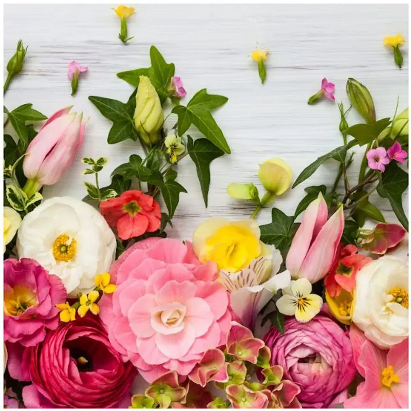 Set servetele de masa Actuel Pink Flowers, 20 bucati, 3 straturi