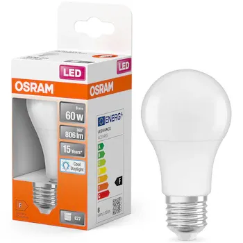Bec OSRAM LED Star, A60, E27, 8W (60W), 806 lm, lumina rece (6500K), clasa energetica F