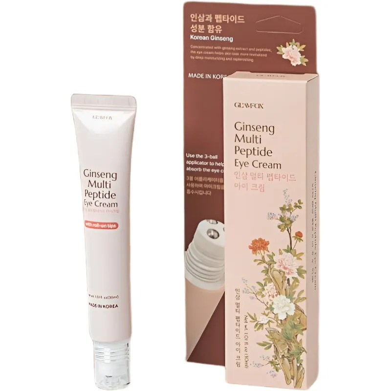 Crema pentru zona ochilor cu ginseng si complex de multi-peptide Glamfox, 30 ml