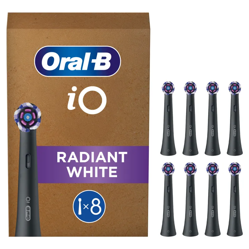 Rezerve periuta de dinti Oral-B iO Radiant White, compatibile doar cu seria iO, Negru, 8 buc