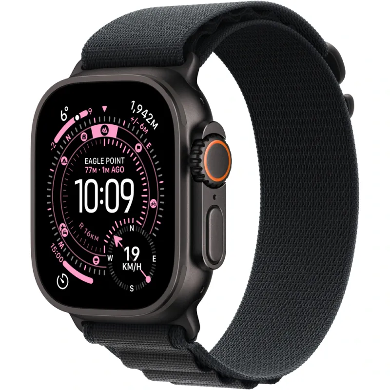 Apple Watch Ultra 3, GPS + Cellular, 49mm, Black Titanium Case, Black Alpine Loop - Small