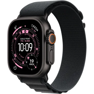 Apple Watch Ultra 3, GPS + Cellular, 49mm, Black Titanium Case, Black Alpine Loop - Small