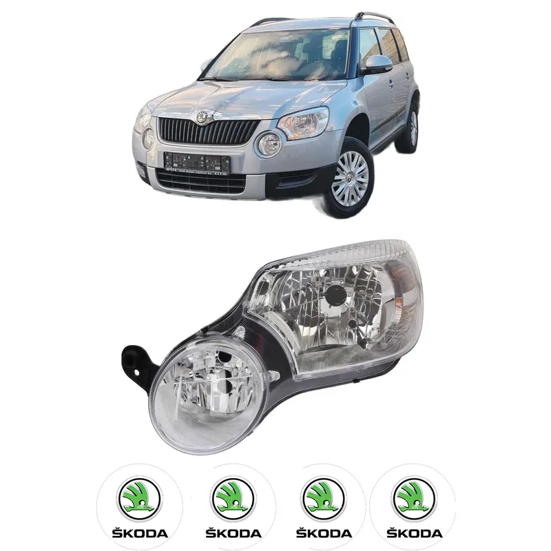 Far Stanga Fata SKODA YETI (5L) din 2009-2017, Auto, TYC, 4x Stickere auto cu SKODA