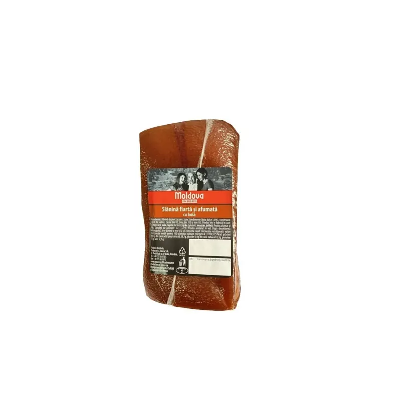 Slanina fiarta si afumata cu boia, +/- 500 g