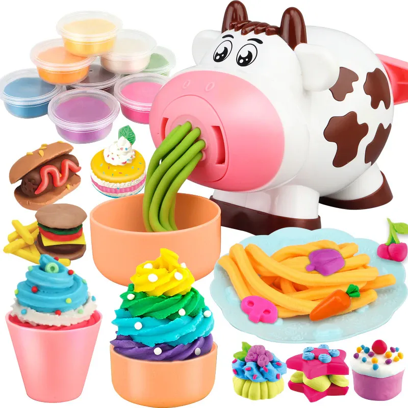 Set Plastilina Creativ, Model Bucatarie, 19 piese, Include 8 Cutii cu Pasta Modelatoare Colorata, Instrumente de Modelare Multiple, Nu se Usuca/Lipeste, 3 ani+, Multicolor