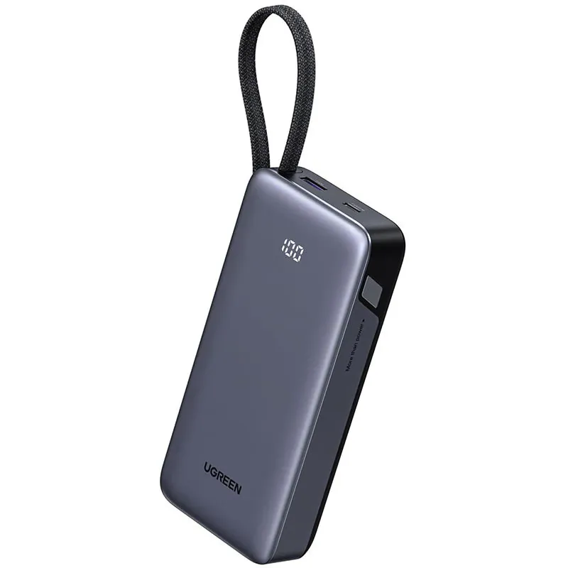 Powerbank 20000mAh, Ugreen PB536, 45W, USB-C + USB-A, cablu integrat, gri