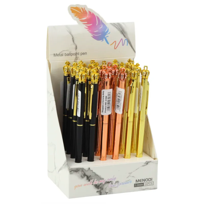 Pix metalic cu coroana, LEAN TOYS, 1.0 mm, albastru, set 24 bucati