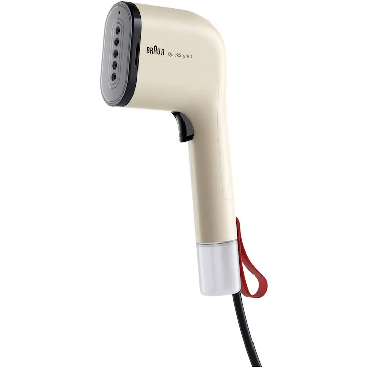 Aparat de calcat vertical cu abur BRAUN GS3012BG, 1100W, abur variabil 20 g/min, rezervor detasabil 70 ml, tehnologie FastSteam, tehnologie iCare, incalzire rapida 30 sec, husa calatorie, accesoriu scame, bej