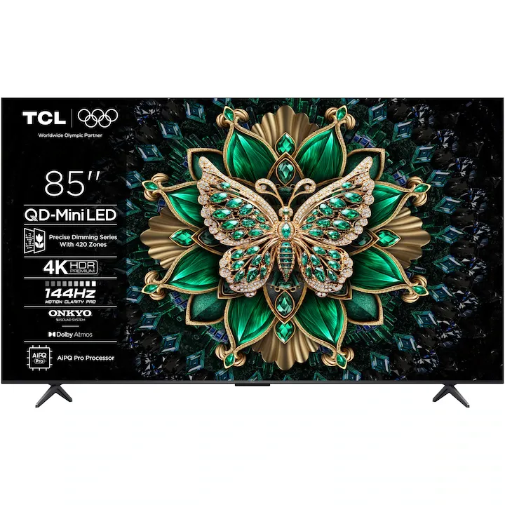TCL QD-MiniLed 85C6K, 214 cm, Smart Google TV, 4K Ultra HD, 100Hz, Clasa F