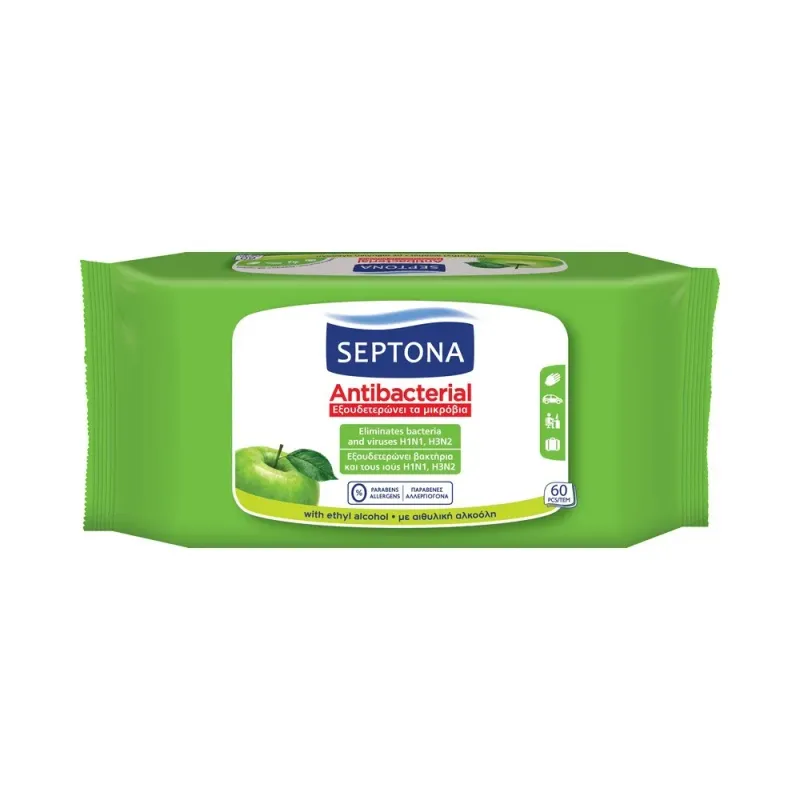 Servetele antibacteriene Septona, parfum mar verde, 60 bucati