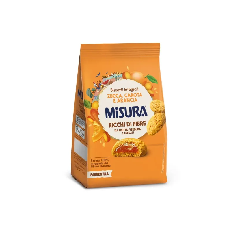 Biscuiti integrali cu crema cu aroma de dovleac, crema si portocala Misura, 260 g