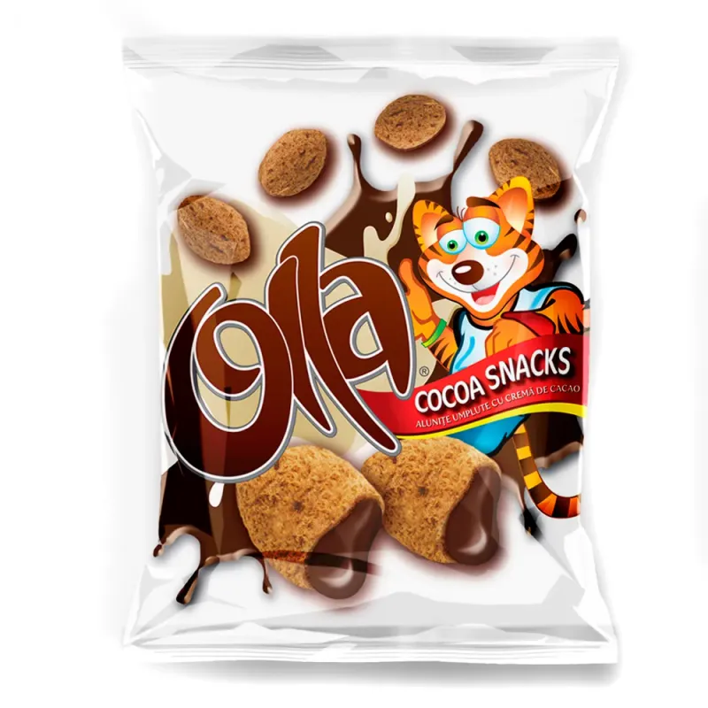 Snacks alunite umplute cu crema de cacao Olla, 200 g