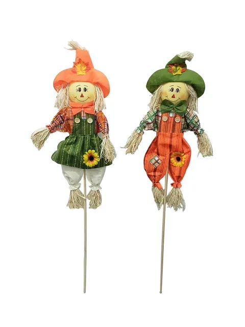 Decoratiune sperietoare din paie Garden Star, H90 cm baiat/fata, modele asortate