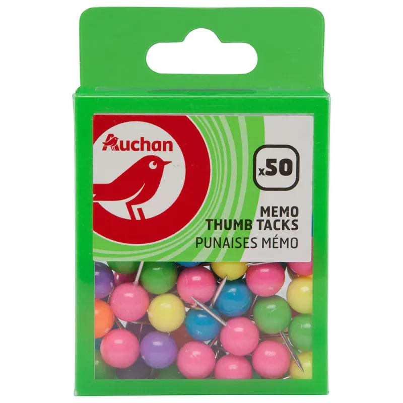Set 50 pioneze panou pluta Auchan, diverse culori