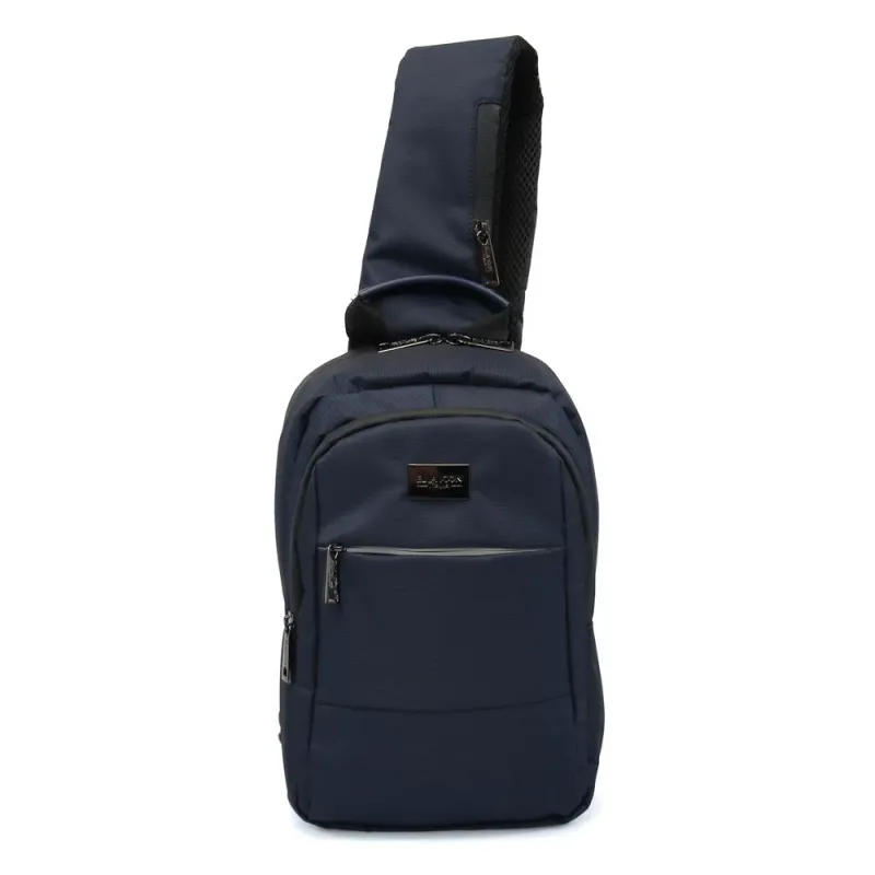 Geanta de umar pentru barbati Ella Icon Leaf, poliester, 31x8x22 cm, Bleumarin