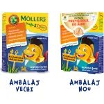 Pestisori gumati Omega 3 Moller's, cu aroma de lamaie si portocale, 36 jeleuri