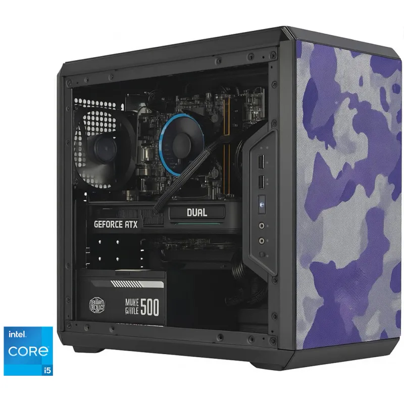 Sistem Desktop PC Gaming BLEU JOUR cu procesor Intel® Core™ i5-12400F pana la 4.4GHz, 16GB DDR5, 1TB SSD, NVIDIA® GeForce RTX™ 5060 8GB GDDR7, Windows 11 Pro, Black