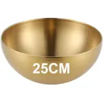 Bol mare din inox ，ComResi, stil coreean, 25 cm, pentru salate, paste, supe, orez, fructe，Aur