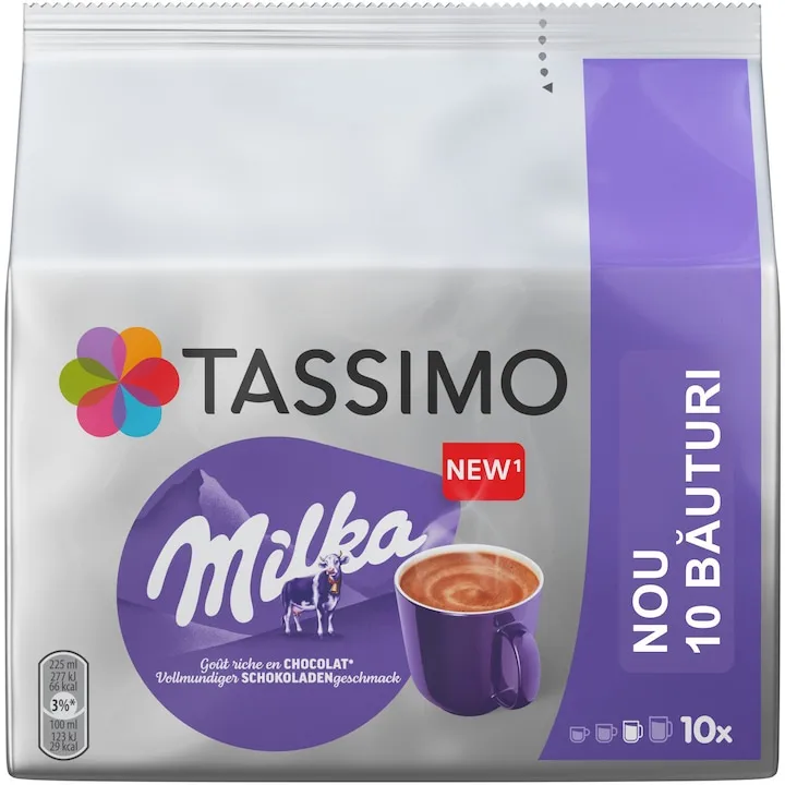 Capsule ciocolata calda, Jacobs Tassimo Milka, 10 buc, 10 bauturi, 160 g