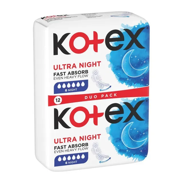 Tampoane absorbante Kotex Ultra Night, 12 bucati