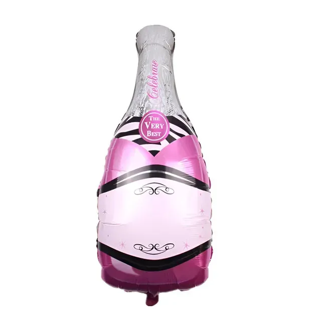 Balon din folie Flippy, model sticla de sampanie, 86 cm, roz