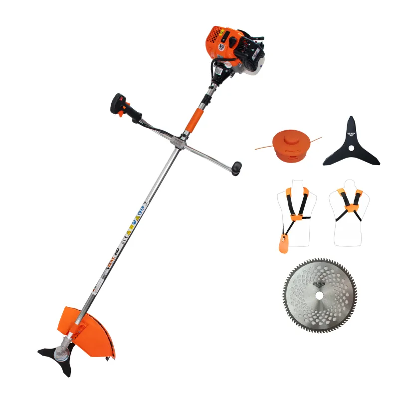 Motocoasa de tuns gazon/iarba pe benzina DAC 410, putere 3.3 CP, motor Tez, 2 timpi, diametru taiere 20 cm, contine: bobina fir + disc 3 lame + disc 80 dinti