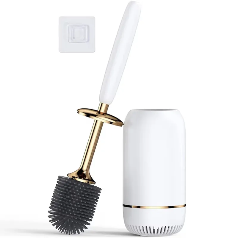 Set Perie WC si Toaleta din Silicon, 360°, Premium, Simply Joy®, cu Capac si Maner, Ergonomic cu Protectie, Fara Picurare, cu Montaj Flexibil pe Perete sau Podea, Solutie eleganta si practica pentru orice baie, Alb