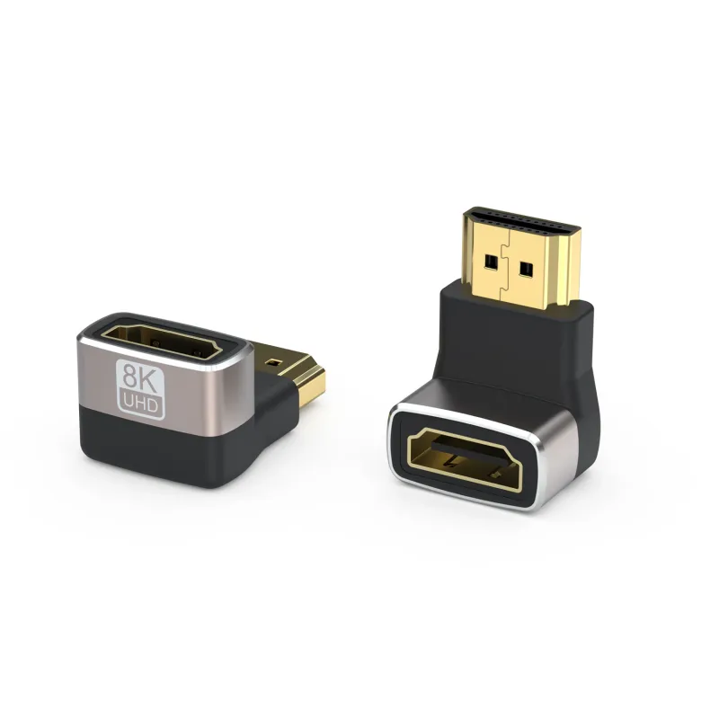Adaptor HDMI AKESON, Unghi Drept de 90 de Grade, 8K/60FPS & 4K/120FPS, HDMI 2.1, Conector Placat cu Aur 24K, Conector Tata-Mama, Carcasa din Metal