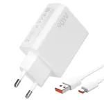 Incarcator Fast Charge Type-C 90W, compatibil cu Xiaomi si Redmi, Cu cablu de date USB Type-C de 1M, Alb