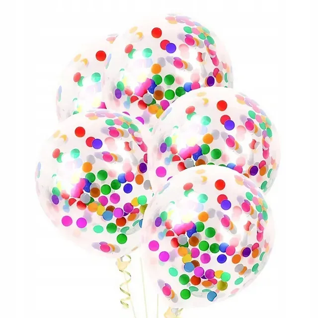 Set 10 baloane din latex cu confetti Flippy, 30 cm, multicolor